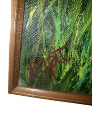 Vintage Oil On Canvas Farm Landscape Tomato Harvest Signed Linda Aptt