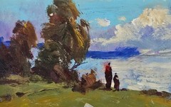 Oil painting Seaside Ukrainian painter canvas Unframed original Decor landscape