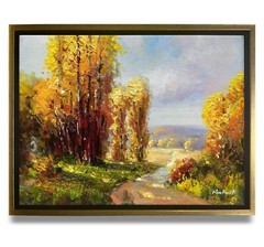 Hungryartist -Original Oil Painting of Autumn Landscape Canvas 12×16 Framed