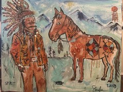 Spirit Land Native American Acrylic Painting 20×16″ Original Signed