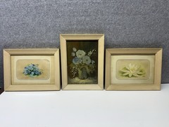 Lot of 3 Vintage Framed Floral Paintings Signed Kalke Flower Wall Art Decor