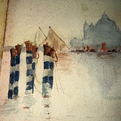 Vintage nautical Water Color Painting 19x 10 Signed AF Collin’s, NO FRAME