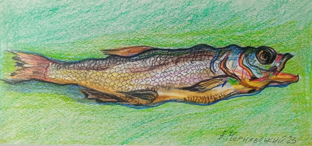 Fich Graphics Original Art Expressionism Paper Colored pencils 4.7 x 6.4 in