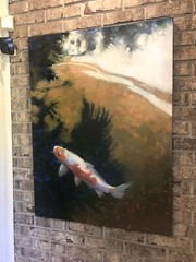Original Bart Lindstrom Org Koi Fish 2018 Huge OOC Oil Painting Signed 30 X 40