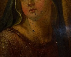 18th century, RUSSIA, antique icon, carved, St. Catherine, oil, 20.0 × 13.8 in