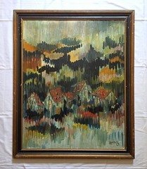 Robert Swartburg Oil Painting Abstract Cityscape – Rescued From A St. Paul Fire