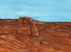 Alcohol Ink, Delicate Arch, Desert, Original Painting, 5.5×7.5 Signed By Artist
