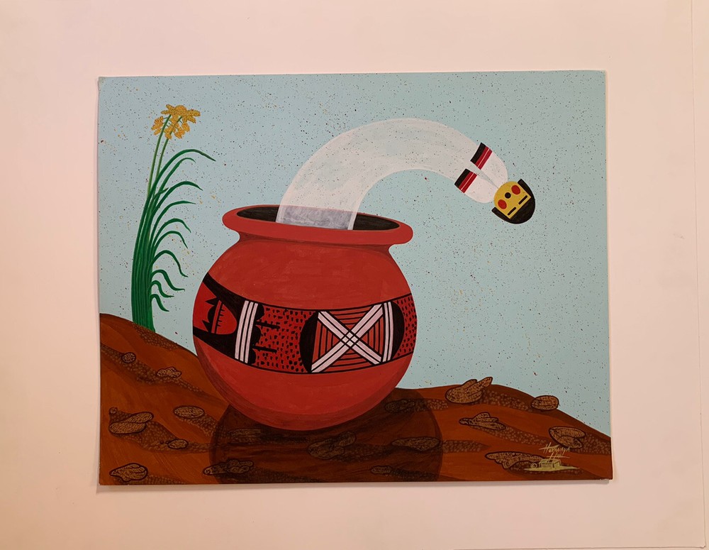 Painting Dale Hovanaya Hopi Pueblo Native American Kachina “Pottery Spirit” Vtg