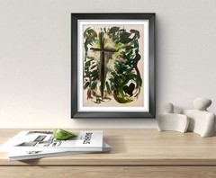 BLESSED#936P Cross Christian Art Original Neo Abstract Expressionism 11×14 Paper
