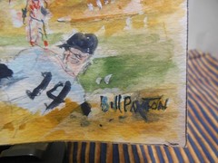 Bill Paxton Signed Original Watercolor Red sox Vs Yanks c/a 1946/ Fenway Park