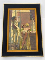 HOUSTON STIFF PAINTING PRETTY WOMEN FEMALE MODEL NUDE ICONIC URBAN WINDOW VIEW