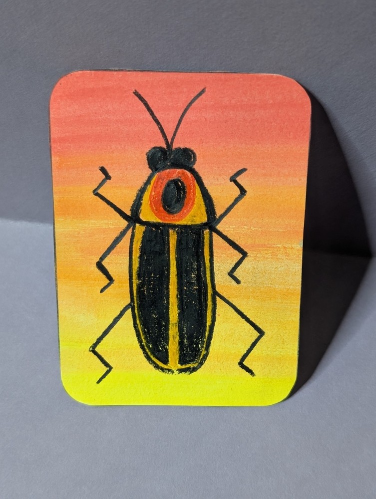 Original Firefly ACEO OOAK Watercolor Colored Pencil Card 1 of 2