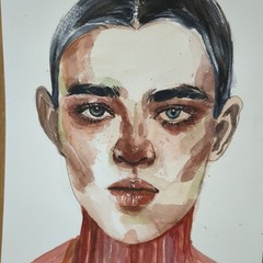 Original Watercolor Painting Portrait Study of a Woman 9×12 by Jake J