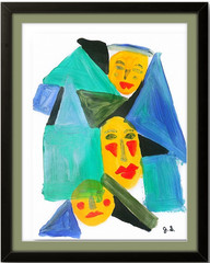Abstract Faces Cubism Expressionism Acrylic Wall Art Signed Original Painting