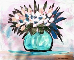 Expressionism Floral Vase 14X11 Handmade Signed Colorful Original Art Home Decor