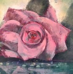 Pink Rose 13 x 16 in. Acrylic on illustration board Hall Groat Sr.