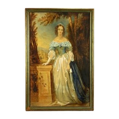 Fabulous Large 19th Century Watercolor Portrait of Lady Blanche Howard 25″ X 17″