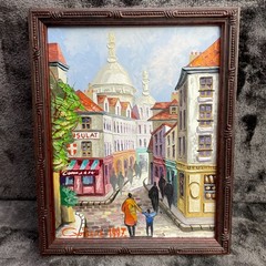 France Montmartre District Oil Painting Framed Signed Guibert 1997 6 x 8