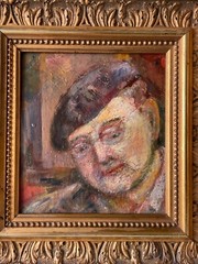 Attr. to KIKOINE (1892-1968) – School of Paris Oil – Selfportrait with Beret