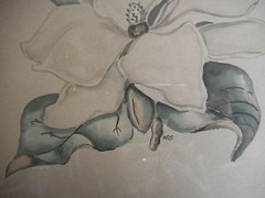Mid Century Modern Vintage Flower Original Art Artist Farmhouse Decor Picture