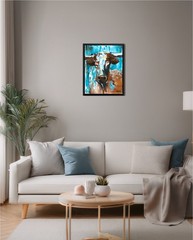 11×14 Original Longhorn Cow Painting on Canvas Modern Farmhouse Wall by Atherton