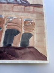 URBAN MODERNIST PAINTING ARCHITECTURAL ABSTRACT REGIONALISM SIGNED VINTAGE