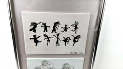 Vintage Abstract Modern Art Tile Painting Dancers Signed Lucille