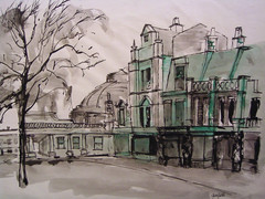 European Cityscape Painting Watercolor and Ink