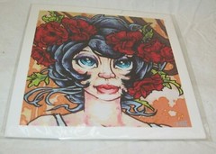 Noble Hardesty Idaho Artist Print w/ Signature Nouveau 2014 7″x7″ Girl Art Paint