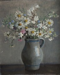 20th Century Still life Study Of Daisies Oil Painting – Haste Gallery Label