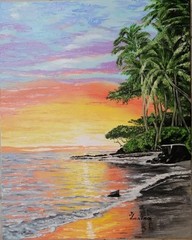 Hawaiian Painting Landscape Oil Canvas Dough Original Wall Art 18x14x1.4 inch