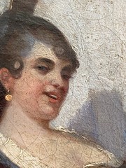 Giovacchino Gamberini 19thC Antique Genre Female Musician Cat Portrait Painting