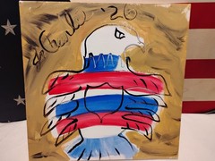 SIDESHOW 8 WINGED AMERICAN EAGLE PAINTING JR CHARLIE FAST OUTSIDER FOLK POP ART