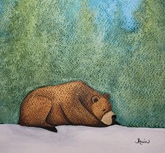 Original Watercolor Bear Under Moonlight 9×12 Wildlife Art Painting