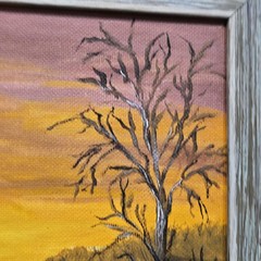 Sunset On The Lake Signed Meschaut 1987 Original Oil Painting VTG Rare