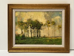 Karl Schmidt Painting Antique American Santa Barbara Clouds And Trees 1915 Small