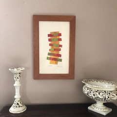 „Fiesta“ Modern Abstract Art Oil Painting/Stripes of Cut Canvas Signed