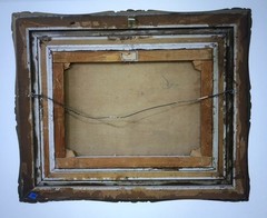 19th Century Oil Painting in Ornate Gold Frame Interior Scene Dutch School 39×33
