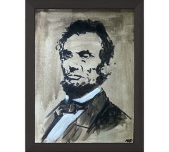 PDQ Artist Original Painting Figure President Lincoln Abstract Acrylic 16×12 Art