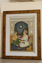 Mughal Painting With Frame Emperor Akbar & Jodha Bai In Love Scene 15×19 Inches