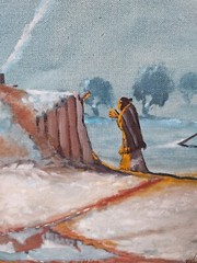Navajo Fred Cleveland Original Oil Acrylic On Canvas Framed Size about 24″ × 20″