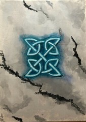 Vikings Symbol Paintin Light blue glow style painted, marble style painted 16×12