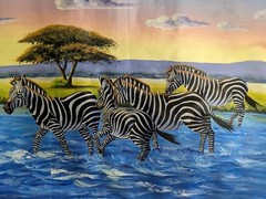 Oil Painting of Zebras on African Landscape 20×30 Vivid Colors Wild Animal