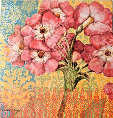 Susan Winget Floral Canvas Painting Flowers Wall Art Giclee 8×8 Signed Colorful