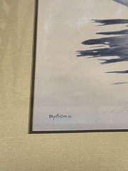 J Bystrom Signed # Nature Wildlife Painting Canadian Geese Reflecting Pond