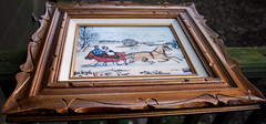 Hand Colored RARE Currier & Ives ARTINI ENGRAVING ‚THE ROAD WINTER‘ Framed 17.5″