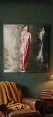 Ethereal Abstract Feminism 2011 Original Painting | Ghostly Figures 16×16 Signed
