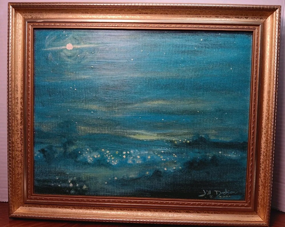 Jill (M.) Dodson „Moonlit Mist In The River Valley“ Unique Hand Textured Print