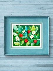 Strawberry Patch Abstract Expressionist Original Painting 11×14 Acrylic Canvas