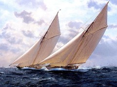 Oil painting seascape big sail boats – Sailing on ocean canvas art 36″
